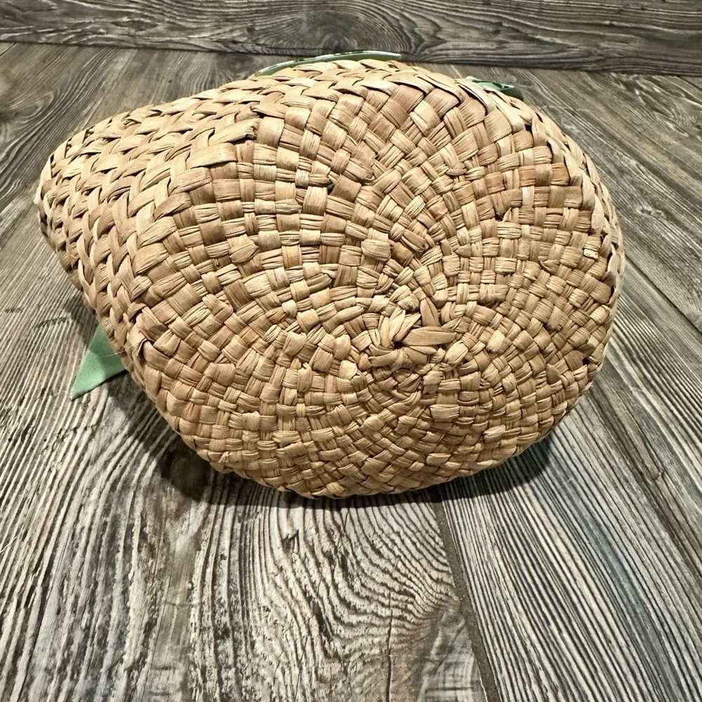 Kayu Green Floral Mini Natalie Woven Straw Tote with Green Scarf-Handle